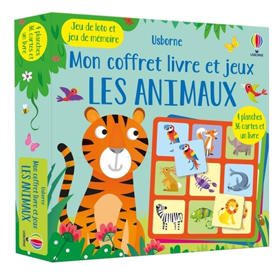 Les animaux : mon coffret livre et jeux : jeu de loto et jeu de mémoire | Jeux éducatifs