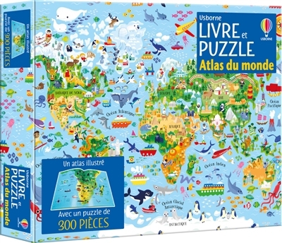 Atlas du monde : Coffrets livre et puzzle (300 pièces) : Dès 7 ans | Casse-têtes