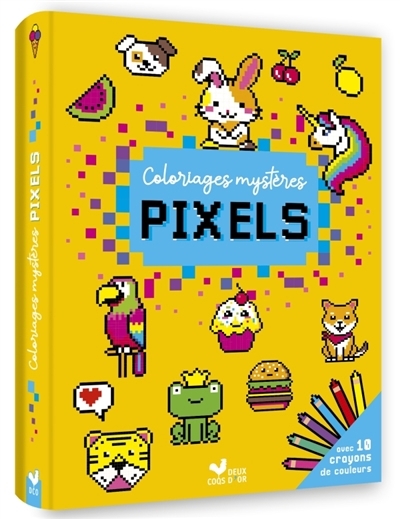 Coloriages mystères pixels avec 10 crayons de couleur | 