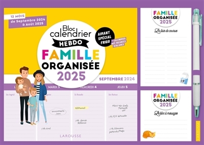 Petit calendrier hebdo de la famille organisée 2025 (Le) | Agenda et Calendrier et journaux intime