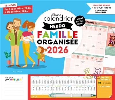Grand calendrier hebdo Famille organisée 2026 | 