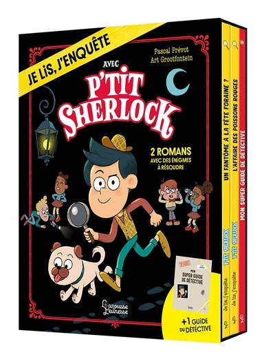 Je lis, j'enquête avec P'tit Sherlock : 2 romans avec des énigmes à résoudre + 1 guide du détective | Prévot, Pascal (Auteur) | Lebrun, Sandra (Auteur) | Grootfontein, Art (Illustrateur)