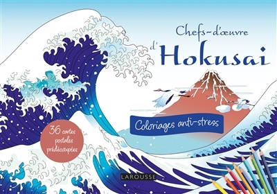Chefs-d'oeuvre d'Hokusai : coloriages anti-stress : 36 cartes postales prédécoupées | 