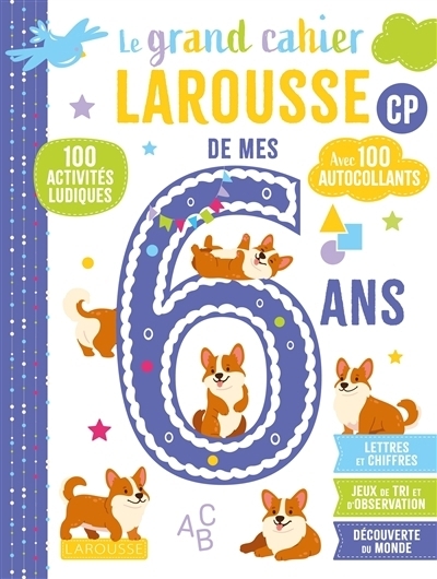 grand cahier Larousse de mes 6 ans, CP : 100 activités ludiques, avec 100 autocollants (Le) | 