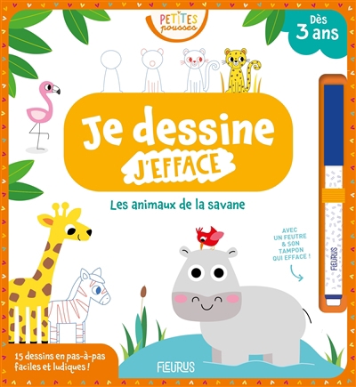 animaux de la savane : je dessine, j'efface (Les) | Jacqué, Isabelle