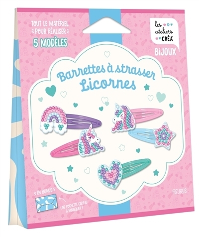 Barrettes à strasser licornes : tout le matériel pour réaliser 5 modèles | Bijoux et accessoires mode