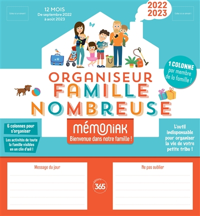 Organiseur famille nombreuse 2022-2023 : 12 mois, de septembre 2022 à août 2023 | Agendas et Planificateurs