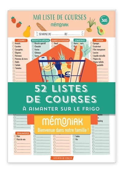 52 listes de courses à aimanter sur le frigo | Agenda et Calendrier et journaux intime
