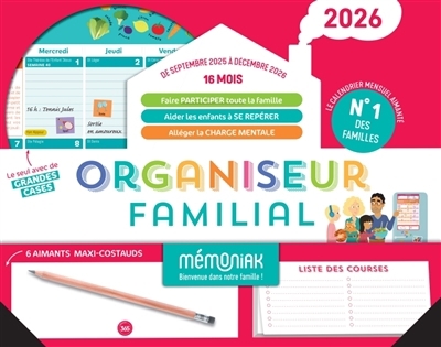 Organiseur familial Mémoniak 2026 : 16 mois, de septembre 2025 à décembre 2026 | Nesk (Illustrateur)