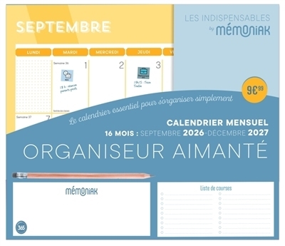 Organiseur aimanté : calendrier mensuel 16 mois : septembre 2026-décembre 2027 | Ed. 365 (Auteur)