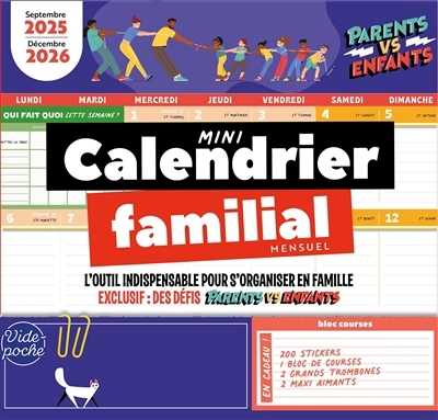 Mini calendrier familial mensuel : l'outil indispensable pour s'organiser en famille : septembre 2025-décembre 2026 | 