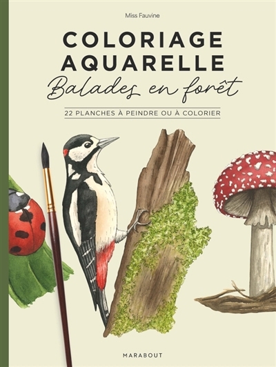 Coloriage aquarelle : Balades en forêt : 22 planches à peindre ou à colorier | Miss Fauvine (Illustrateur)