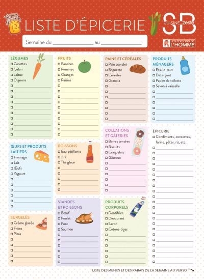 Listes d'épicerie Salut Bonjour : Pour vous simplifier la vie ! | 