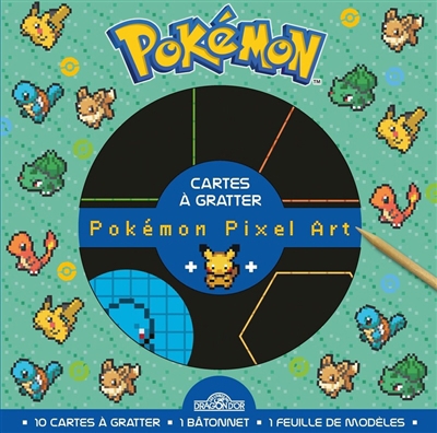 Pokémon : cartes à gratter pixel art : Pikachu, Bulbizarre, Salamèche, Carapuce | Debrot, Alexandre