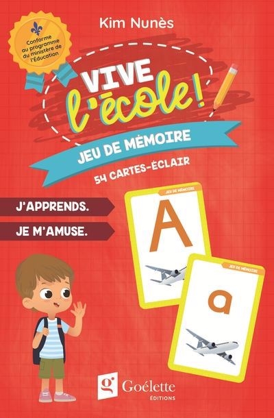 Vive l'école - Jeu de mémoire (54 cartes-éclair) | Langue