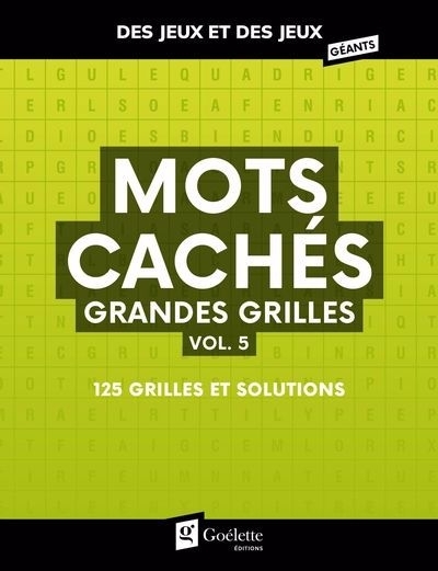 Mots cachés grandes grilles vol. 5 : 125 grilles et solutions | 