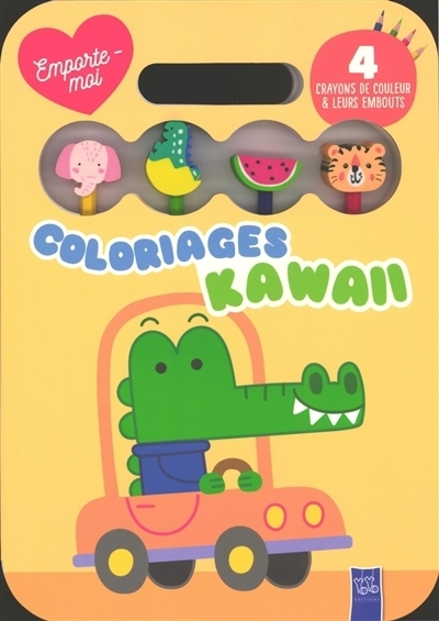 Coloriages kawaii : Crocodile conducteur | Xompero, Beatrice