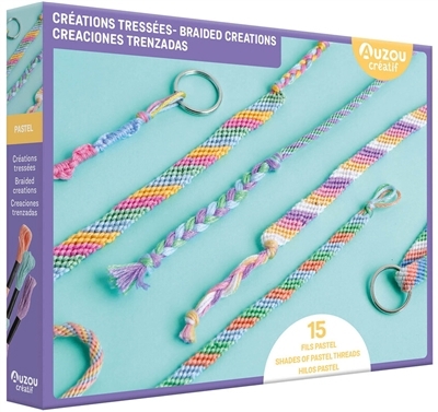 Créations tressées : 15 fils pastel = Braided creations : 15 shades of pastel threads = Creaciones trenzadas : 15 hilos pastel | Bijoux et accessoires mode