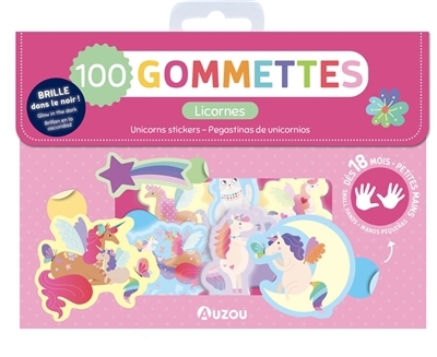 Ma pochette de 100 gommettes Licornes : qui brillent dans le noir | Autocollant et pochoir