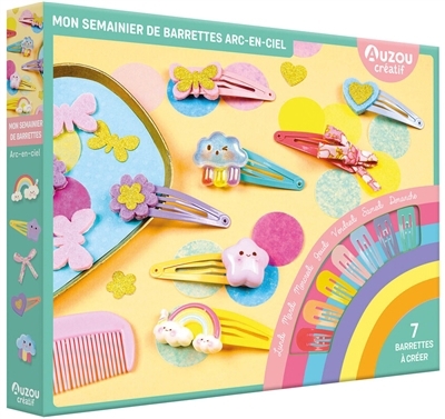 Mon semainier de barrettes arc-en-ciel - 7 barrettes à créer | Bijoux et accessoires mode