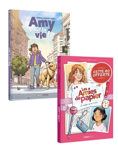 Amy pour la vie ! T.01 + Amies de papier T.01 offert : pack promo 2025 | Cazenove, Christophe (Auteur) | Derache, Jérôme (Auteur) | Chabbert, Ingrid (Auteur) | Cécile (Illustrateur)